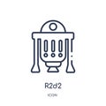 Linear r2d2 icon from Cinema outline collection. Thin line r2d2 vector isolated on white background. r2d2 trendy illustration