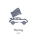 Linear racing icon from Entertainment and arcade outline collection. Thin line racing vector isolated on white background. racing Royalty Free Stock Photo