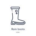 Linear rain boots icon from Autumn outline collection. Thin line rain boots vector isolated on white background. rain boots trendy