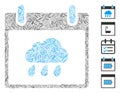 Linear Rain Cloud Calendar Day Icon Vector Collage