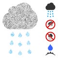 Linear Rain Cloud Icon Vector Collage
