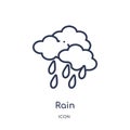 Linear rain icon from Autumn outline collection. Thin line rain vector isolated on white background. rain trendy illustration