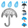 Linear Rain Protection Umbrella Vector Mesh