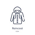 Linear raincoat icon from Autumn outline collection. Thin line raincoat vector isolated on white background. raincoat trendy