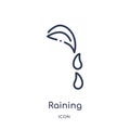 Linear raining icon from Ecology outline collection. Thin line raining vector isolated on white background. raining trendy