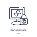 Linear ransomware icon from Cyber outline collection. Thin line ransomware vector isolated on white background. ransomware trendy