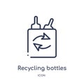 Linear recycling bottles icon from Food outline collection. Thin line recycling bottles icon isolated on white background.