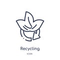 Linear recycling icon from Ecology outline collection. Thin line recycling vector isolated on white background. recycling trendy