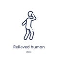 Linear relieved human icon from Feelings outline collection. Thin line relieved human vector isolated on white background.