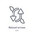 Linear reload arrows icon from Ecology outline collection. Thin line reload arrows vector isolated on white background. reload