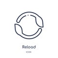 Linear reload icon from Ecology outline collection. Thin line reload vector isolated on white background. reload trendy