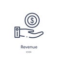 Linear revenue icon from Business and analytics outline collection. Thin line revenue vector isolated on white background. revenue