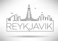 Linear Reykjavik City Silhouette with Typographic Design
