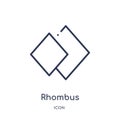 Linear rhombus icon from Geometry outline collection. Thin line rhombus icon isolated on white background. rhombus trendy