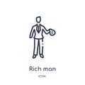Linear rich man icon from Luxury outline collection. Thin line rich man icon isolated on white background. rich man trendy