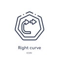 Linear right curve icon from Arrows outline collection. Thin line right curve vector isolated on white background. right curve Royalty Free Stock Photo