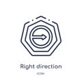 Linear right direction icon from Arrows outline collection. Thin line right direction vector isolated on white background. right Royalty Free Stock Photo
