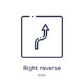 Linear right reverse curve icon from Maps and Flags outline collection. Thin line right reverse curve icon isolated on white