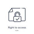 Linear right to access icon from Gdpr outline collection. Thin line right to access icon isolated on white background. right to