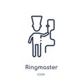 Linear ringmaster icon from Circus outline collection. Thin line ringmaster vector isolated on white background. ringmaster trendy