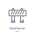 Linear road barrier icon from Construction outline collection. Thin line road barrier vector isolated on white background. road Royalty Free Stock Photo