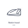 Linear robin hood icon from Education outline collection. Thin line robin hood vector isolated on white background. robin hood