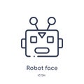 Linear robot face icon from Electronics outline collection. Thin line robot face icon isolated on white background. robot face