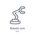 Linear robotic arm icon from Industry outline collection. Thin line robotic arm icon isolated on white background. robotic arm Royalty Free Stock Photo