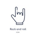 Linear rock and roll icon from Hands and guestures outline collection. Thin line rock and roll icon isolated on white background.