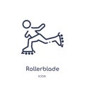 Linear rollerblade icon from Activity and hobbies outline collection. Thin line rollerblade vector isolated on white background.