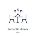 Linear romantic dinner icon from Birthday party outline collection. Thin line romantic dinner vector isolated on white background