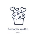 Linear romantic muffin icon from Food outline collection. Thin line romantic muffin icon isolated on white background. romantic