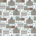 Linear Rome famous buildings seamless pattern