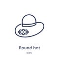 Linear round hat icon from Fashion outline collection. Thin line round hat icon isolated on white background. round hat trendy Royalty Free Stock Photo