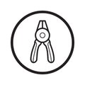 Linear Round nose pliers icon - vector iconic design