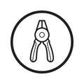 Linear Round nose pliers icon - vector iconic design