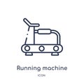 Linear running machine icon from Gym and fitness outline collection. Thin line running machine icon isolated on white background.