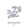 Linear running man icon from Free time outline collection. Thin line running man vector isolated on white background. running man