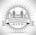 Linear San Francisco City Silhouette with Typographic Design