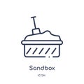 Linear sandbox icon from Entertainment outline collection. Thin line sandbox icon isolated on white background. sandbox trendy