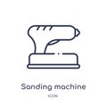 Linear sanding machine icon from Construction and tools outline collection. Thin line sanding machine icon isolated on white