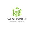 Linear sandwich logo design. Fast food vector design