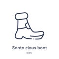 Linear santa claus boot icon from Christmas outline collection. Thin line santa claus boot vector isolated on white background.