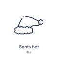 Linear santa hat icon from Christmas outline collection. Thin line santa hat vector isolated on white background. santa hat trendy