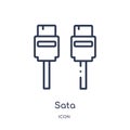 Linear sata icon from Electronic devices outline collection. Thin line sata vector isolated on white background. sata trendy Royalty Free Stock Photo