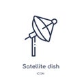 Linear satellite dish icon from Comunation outline collection. Thin line satellite dish vector isolated on white background. Royalty Free Stock Photo