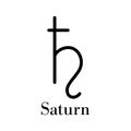 Linear saturn planet symbol - vector isolated icon for astrology and alchemy