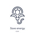 Linear save energy icon from Ecology outline collection. Thin line save energy vector isolated on white background. save energy