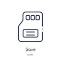 Linear save icon from Geometry outline collection. Thin line save icon isolated on white background. save trendy illustration