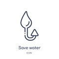 Linear save water icon from Ecology outline collection. Thin line save water vector isolated on white background. save water